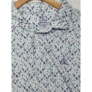 Rhoback Mens Hockey Bird Performance Polo Shirt White Teal Purple XXX-Large